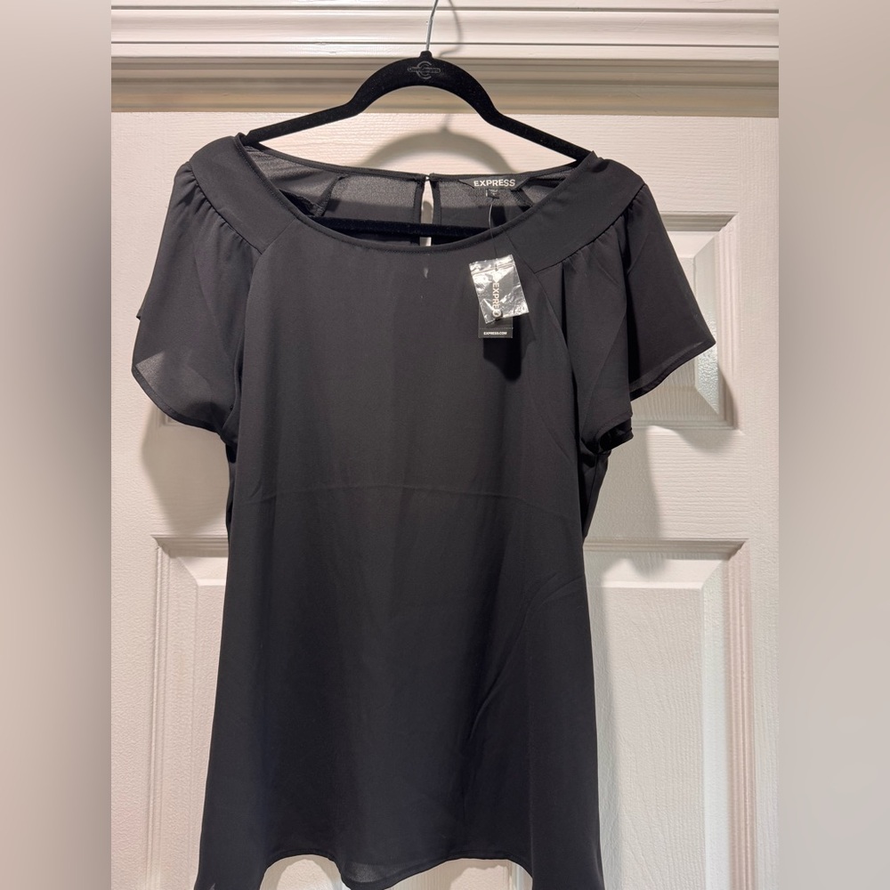 Express black semi sheer top Large NWT $49.90 MSRP!!!